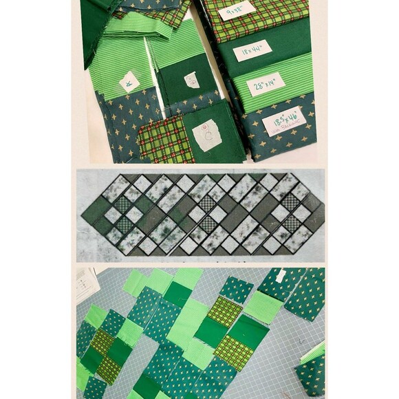 Unfinished Patchwork Xmas Quilt Top Table Runner Kit - "Quilt-As-You-Sew"  *READ - Picture 2 of 7
